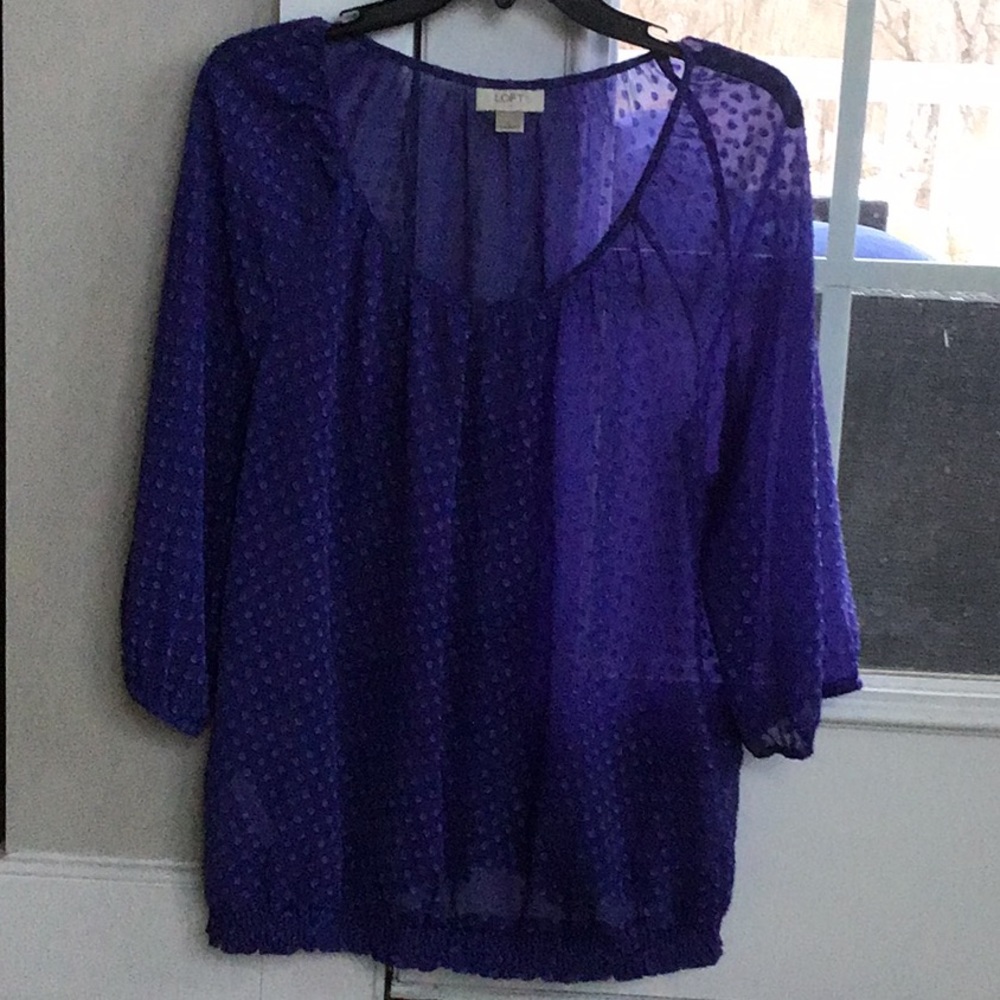 Like new LOFT sheer purple top. Size large.